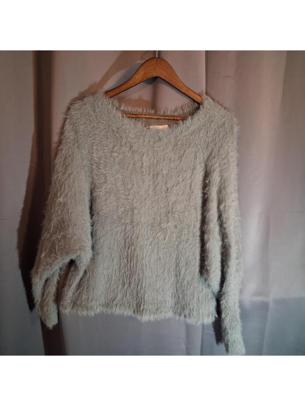 If it were me Fuzzy Light Gray Medium Sweater